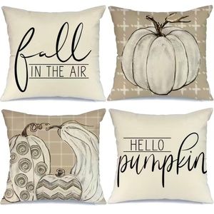 New 4pc Set Fall Pumpkin Throw Pillow Covers